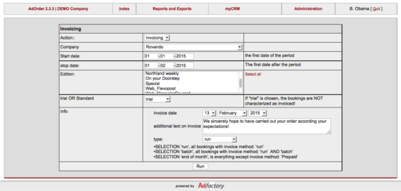 Screen Shot invoicing